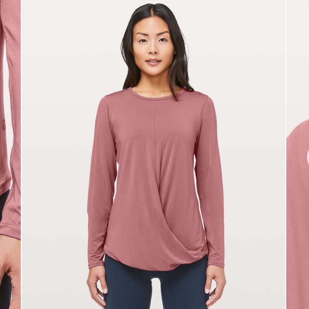 lululemon athletica serene Saturday Long Sleeve Top in quicksand mauve rose